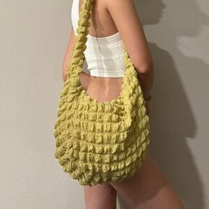 Textured Yellow Shoulder Bag